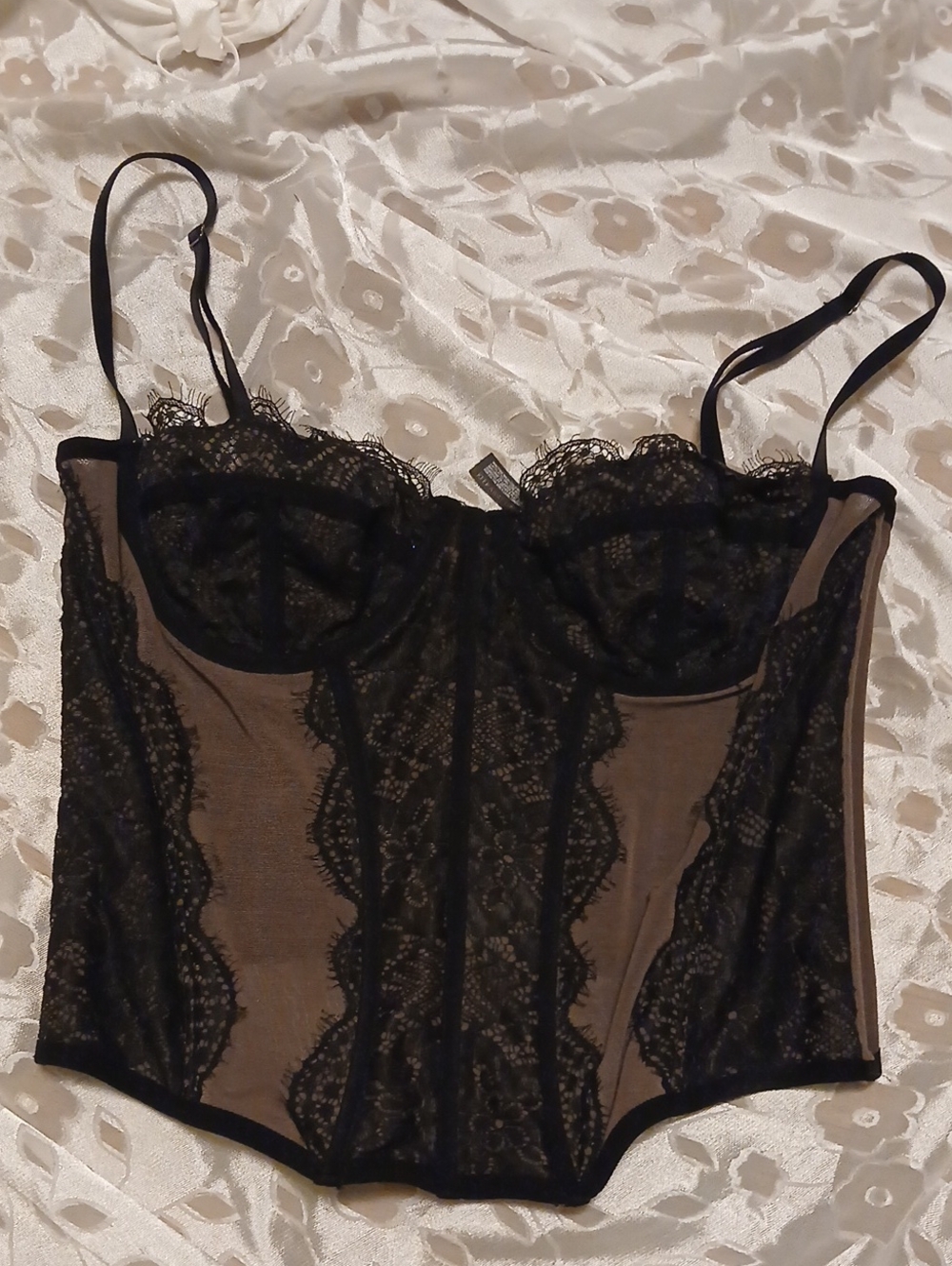 Urban Outfitters Black Lace Bustier Crop Top